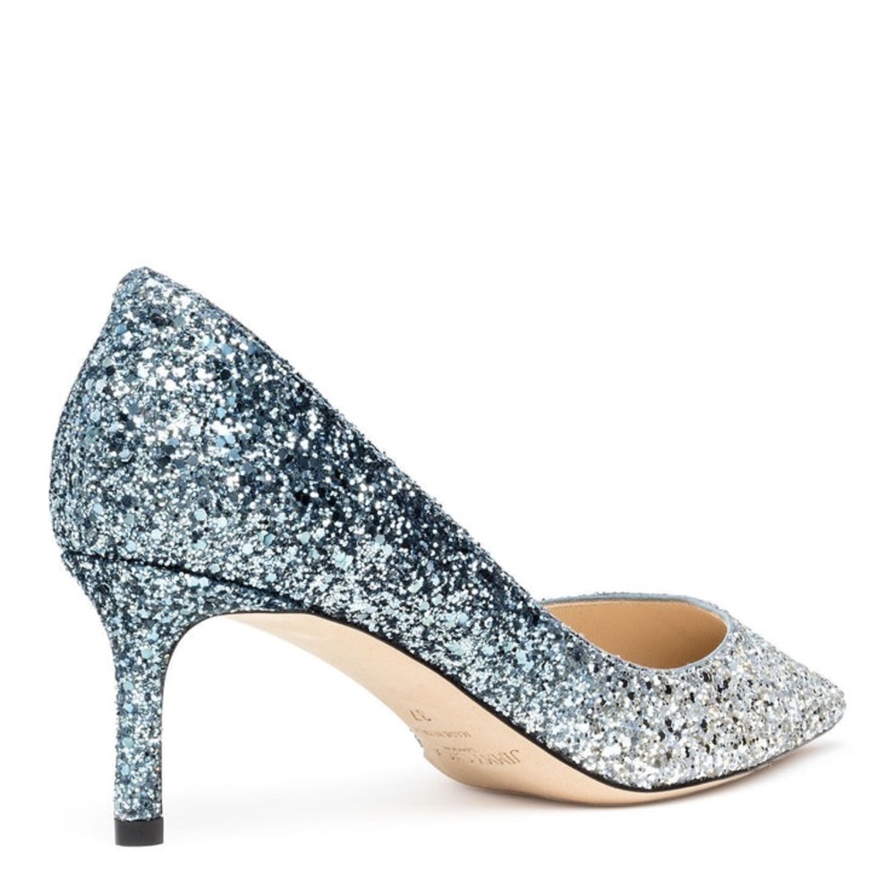 EUC JIMMY CHOO Romy 60 silver blue glitter pumps 36 $750 - Picture 3 of 13